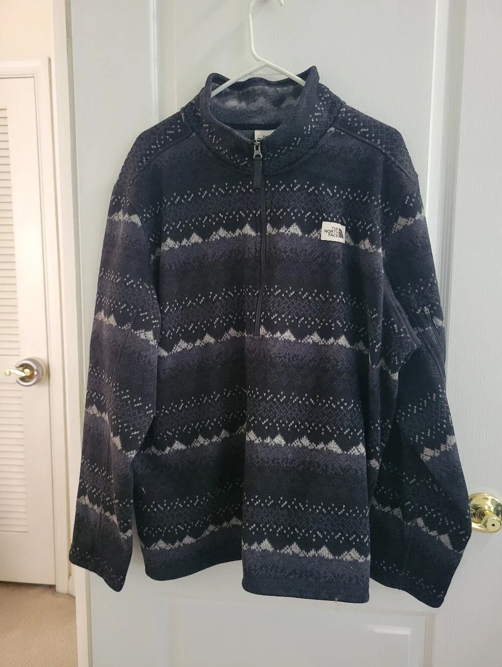 The North Face Gordon Lyons 1/4 Zip Fleece Sweater Men's XXL Fair Isle Print Gra